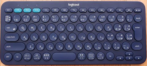 A white Logitech K380 compact Bluetooth keyboard with round keys
