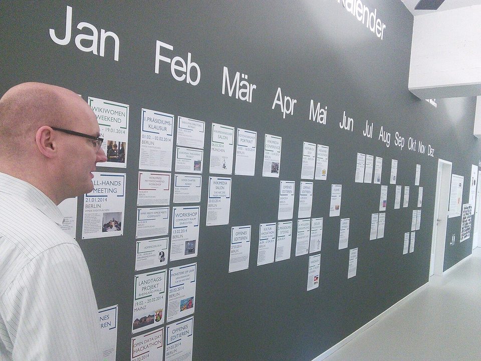 A wall calendar used for planning events