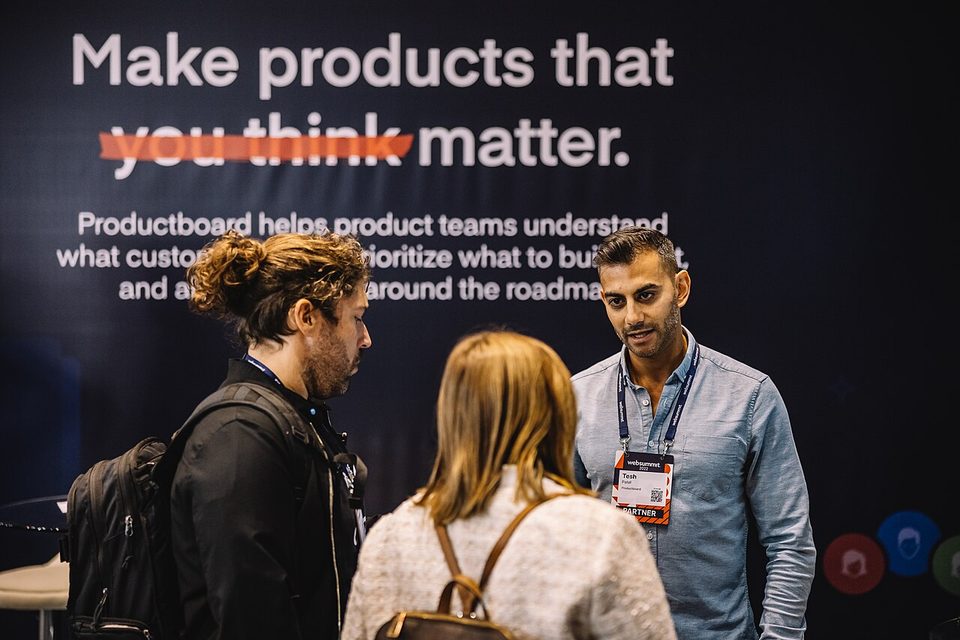 Productboard's stand at Web Summit in Lisbon in 2022, the year the company was valued at $1.7bn