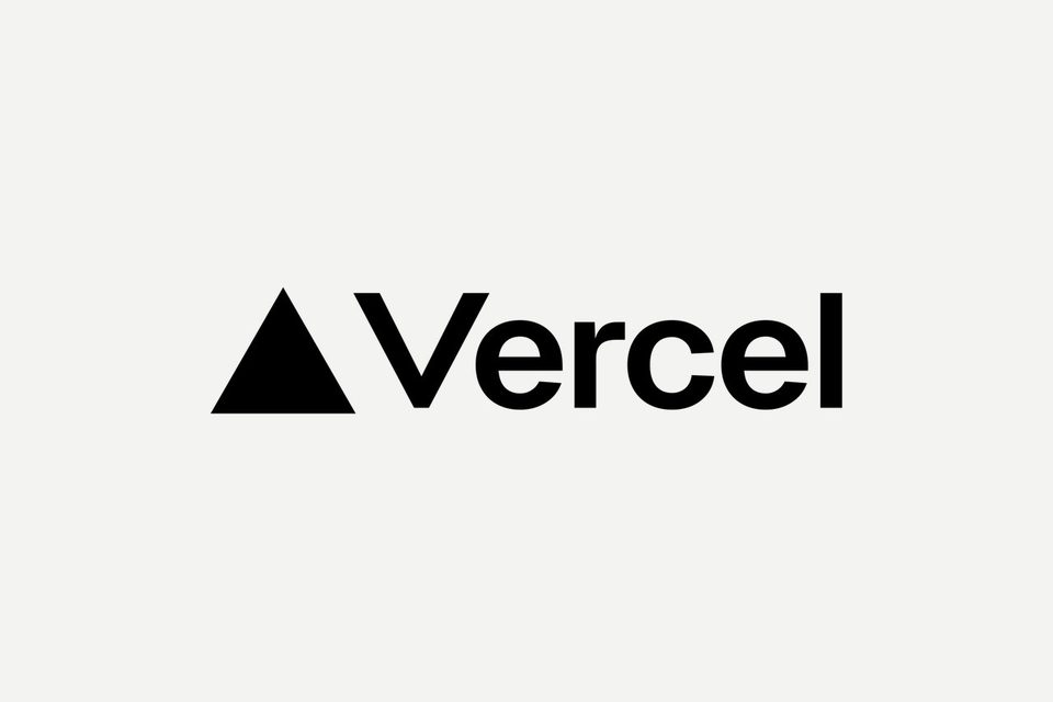 The Vercel logo, a black triangle beside the Vercel wordmark, centered on a pale gray background