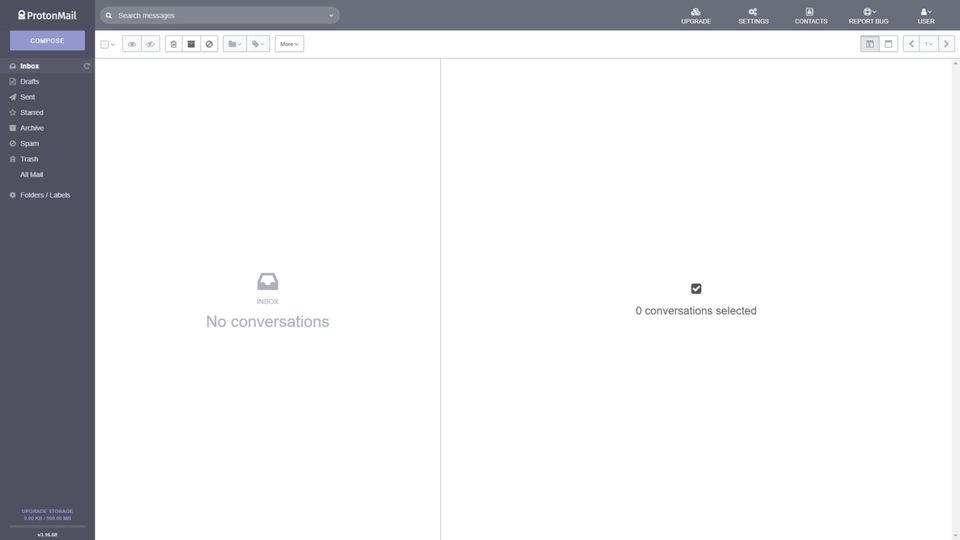 Screenshot of the Proton Mail web client inbox
