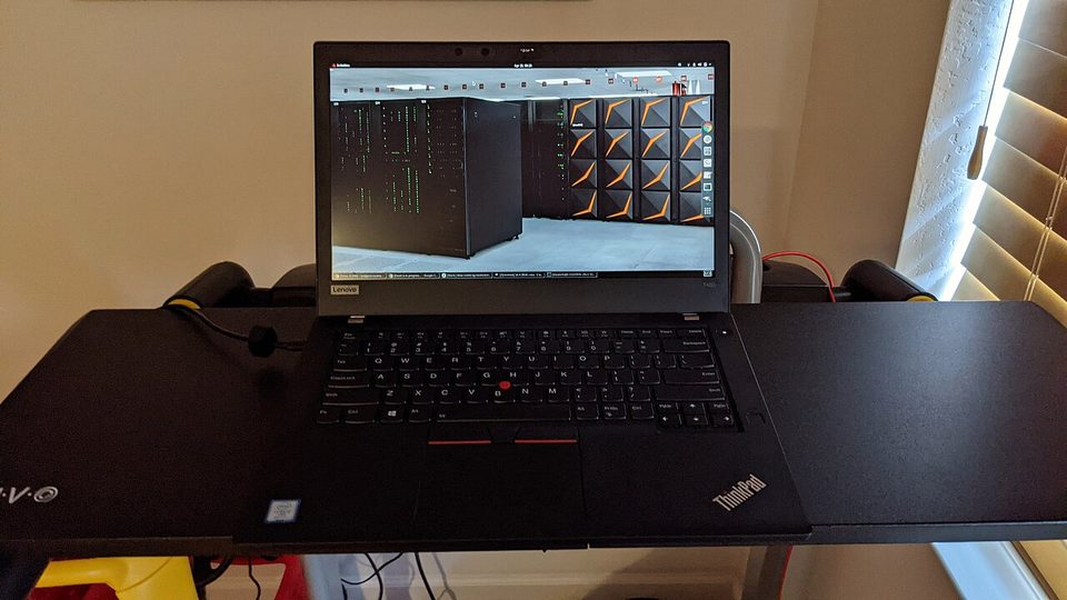 A ThinkPad T480 laptop seen from the front