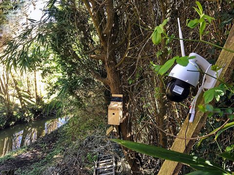 An outdoor wireless security camera mounted on a wall, the same form factor as the eufy S330