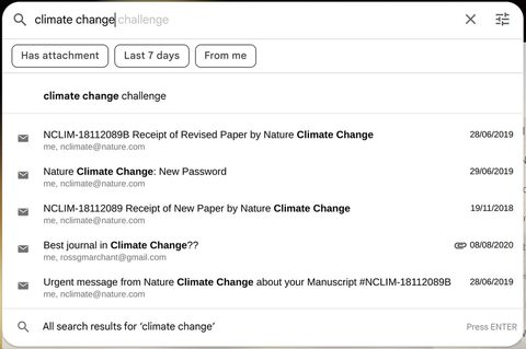 Gmail inbox on a computer screen