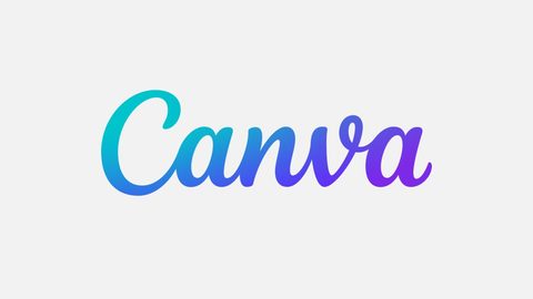 The Canva wordmark in a teal-to-purple gradient script