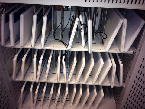 An HP Chromebook sitting on a desk