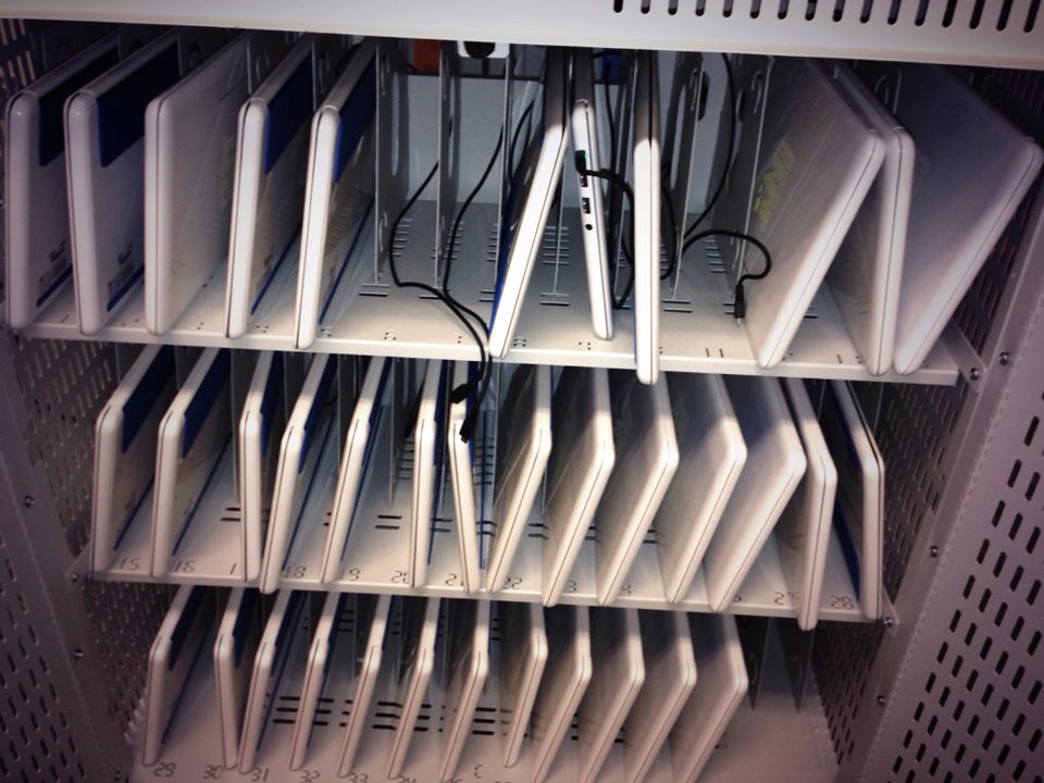 An HP Chromebook sitting on a desk