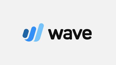 The Wave logo, three rising blue bars beside the black wave wordmark