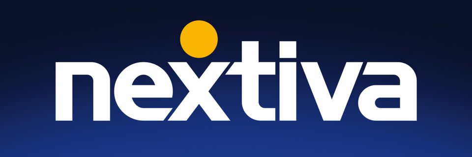 The Nextiva logo in white letters on a dark background